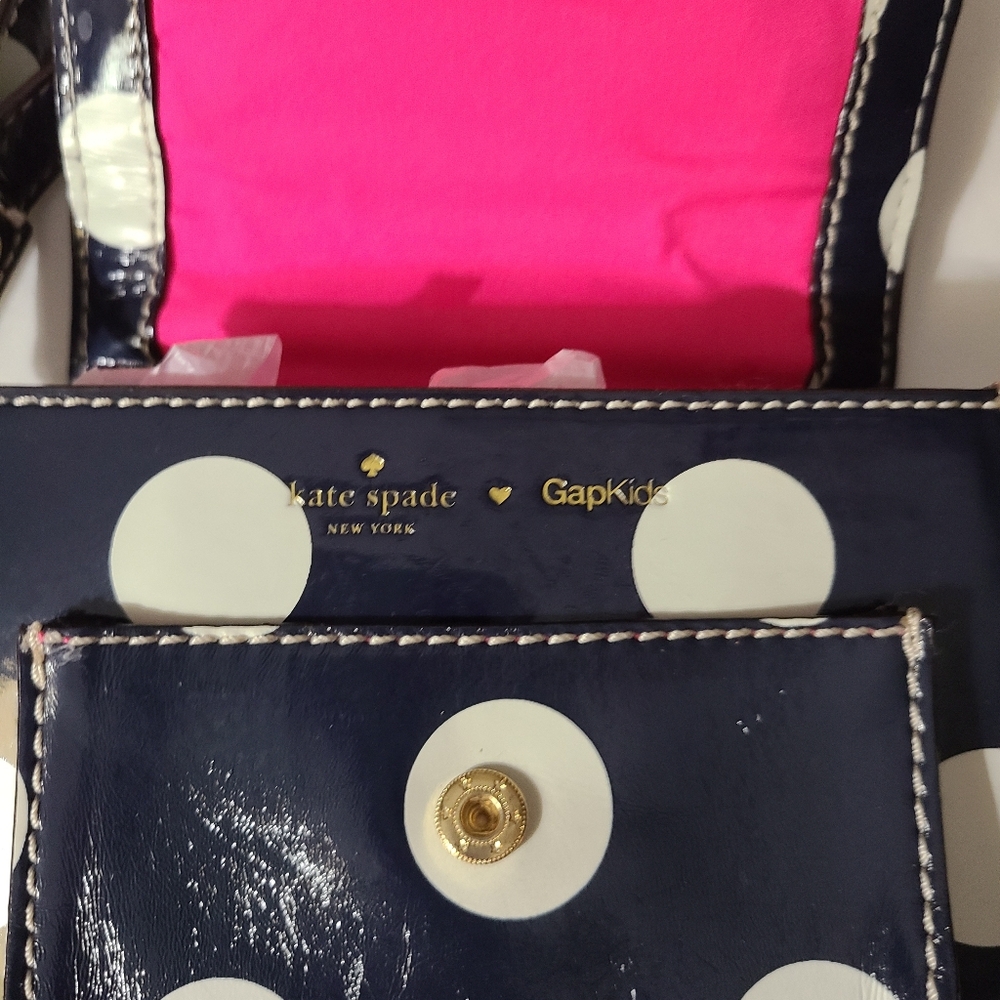 Kate Spade For Gap Kids Navy and White Polka Dot Crossbody Bag - Picture 10 of 14